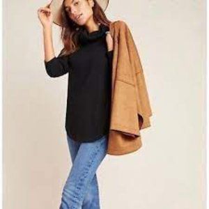 Anthropologie Maeve Ainsley Thermal Turtleneck Top SIZE MEDIUM BLACK LONG SLEEVE